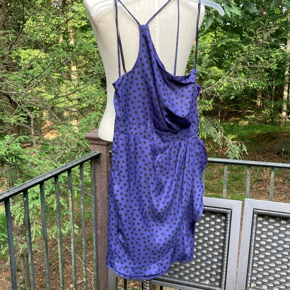 BCBGeneration royal blue dress with polka dots/ pockets and ruffle on side sz. 0